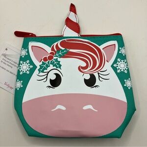 Thirty-One Cool Zip Christmas Candy Cane Unicorn Snacker Pouch - NEW